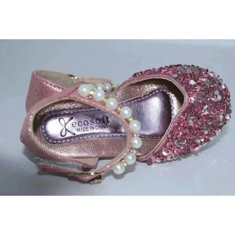 Ecosoft‎ Girls Embellished Sequin Beaded Dress Shoes Size 3.5, 6 to 9 Months